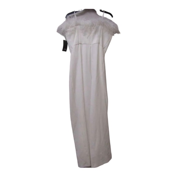 NWT AIDAN MATTOX Feather Trim Crepe Strapless Jumpsuit White Size14 Bride Bridal - Picture 10 of 13